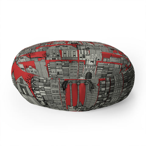 Sharon Turner dystopian toile red Floor Pillow Round