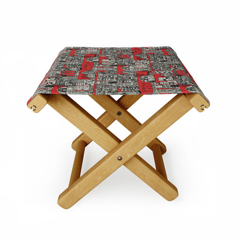 Sharon Turner dystopian toile red Folding Stool