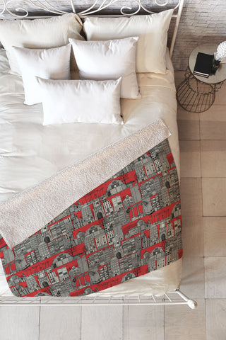 Sharon Turner dystopian toile red Fleece Throw Blanket