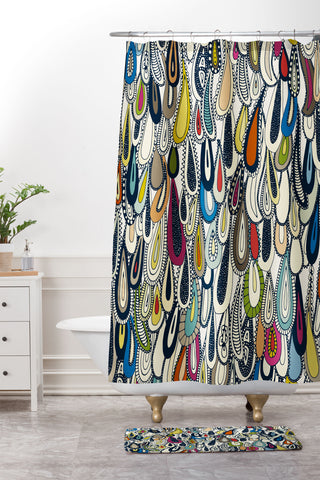 Sharon Turner festival droplets Shower Curtain And Mat