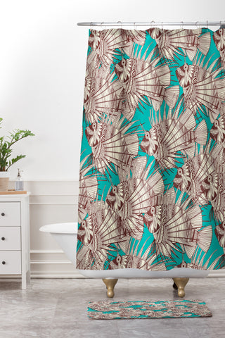 Sharon Turner fish mirage Shower Curtain And Mat