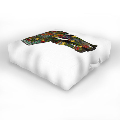 Sharon Turner floral elephant Outdoor Floor Cushion