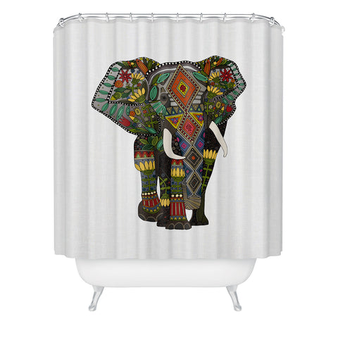 Sharon Turner floral elephant Shower Curtain