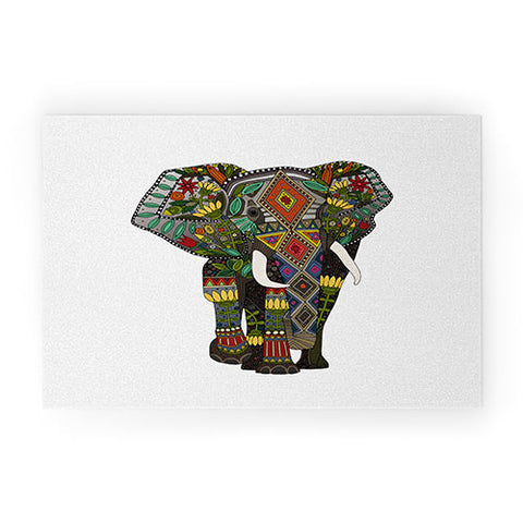 Sharon Turner floral elephant Welcome Mat