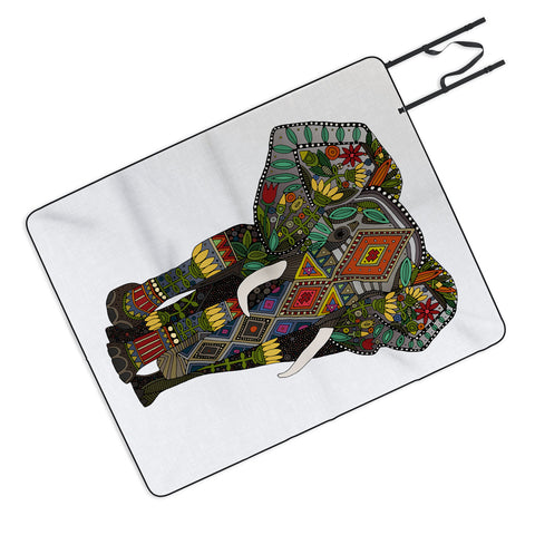 Sharon Turner floral elephant Picnic Blanket