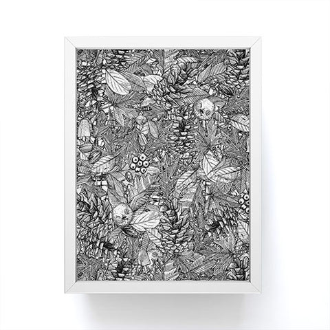 Sharon Turner forest floor black white Framed Mini Art Print