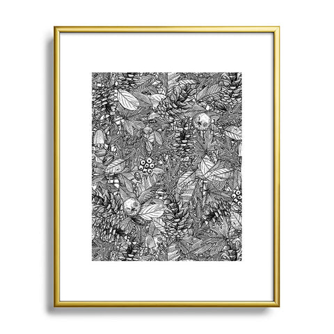 Sharon Turner forest floor black white Metal Framed Art Print