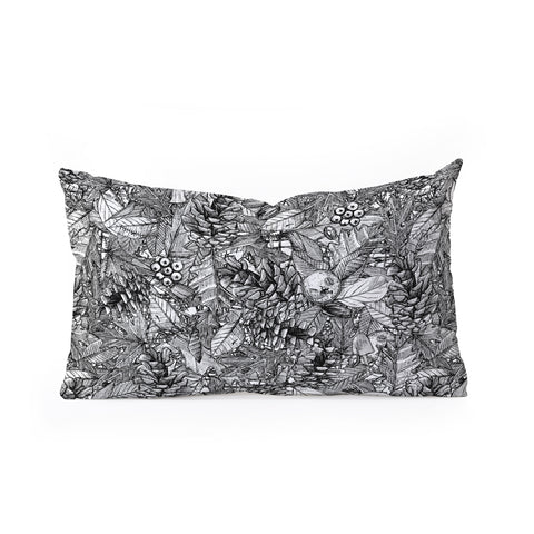 Sharon Turner forest floor black white Oblong Throw Pillow