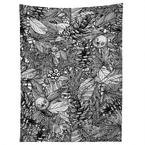 Sharon Turner forest floor black white Tapestry