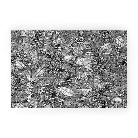 Sharon Turner forest floor black white Welcome Mat