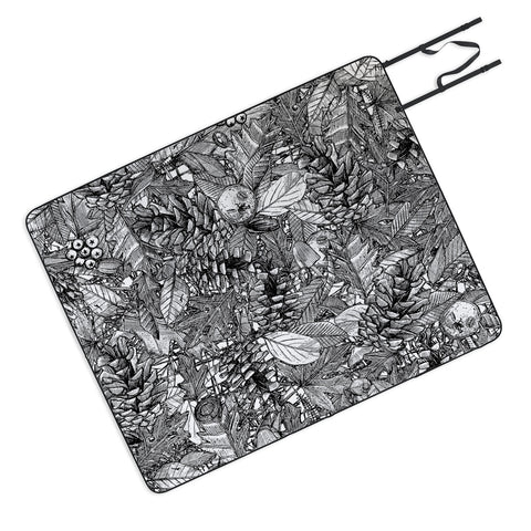 Sharon Turner forest floor black white Picnic Blanket
