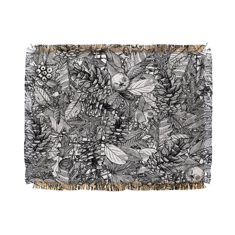 Sharon Turner forest floor black white Throw Blanket