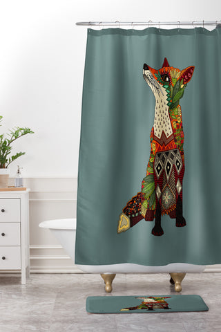 Sharon Turner fox love Shower Curtain And Mat