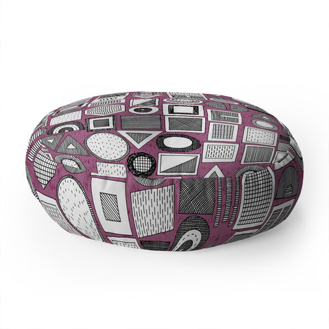 Sharon Turner frisson memphis bw berry Floor Pillow Round