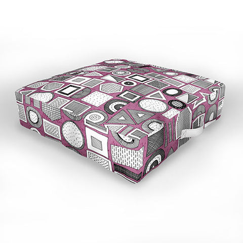 Sharon Turner frisson memphis bw berry Outdoor Floor Cushion