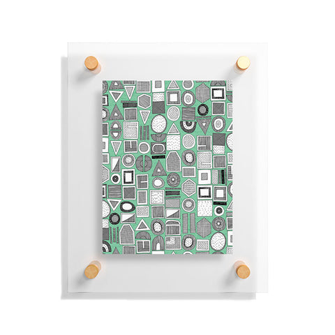 Sharon Turner frisson memphis bw green Floating Acrylic Print