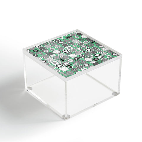 Sharon Turner frisson memphis bw green Acrylic Box