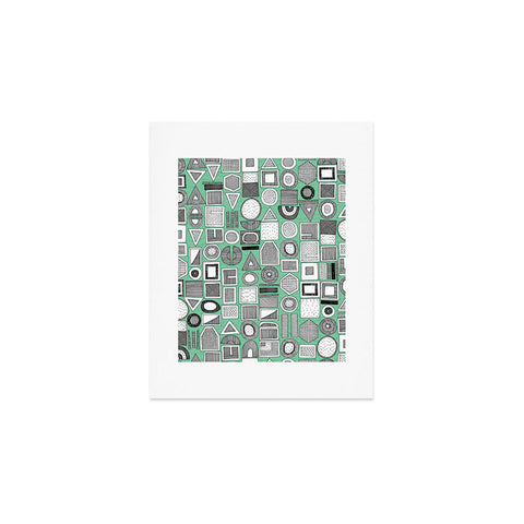 Sharon Turner frisson memphis bw green Art Print