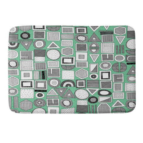 Sharon Turner frisson memphis bw green Memory Foam Bath Mat