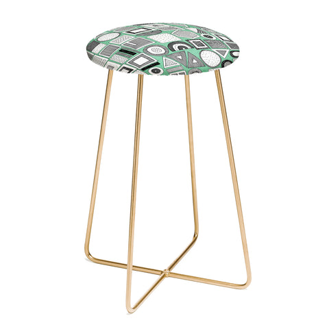 Sharon Turner frisson memphis bw green Counter Stool