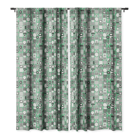 Sharon Turner frisson memphis bw green Blackout Window Curtain
