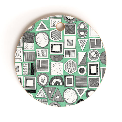 Sharon Turner frisson memphis bw green Cutting Board Round