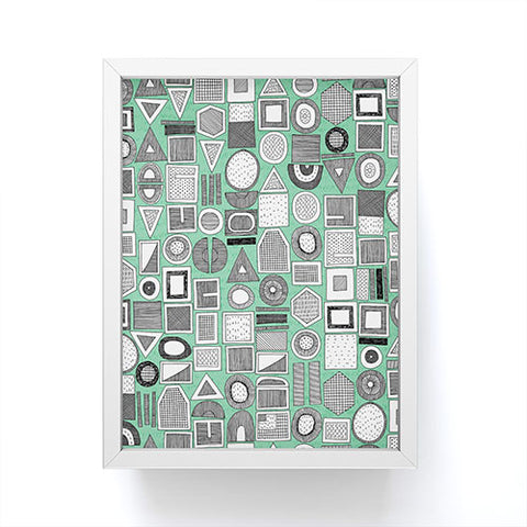 Sharon Turner frisson memphis bw green Framed Mini Art Print