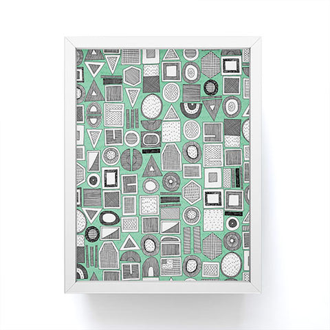 Sharon Turner frisson memphis bw green Framed Mini Art Print