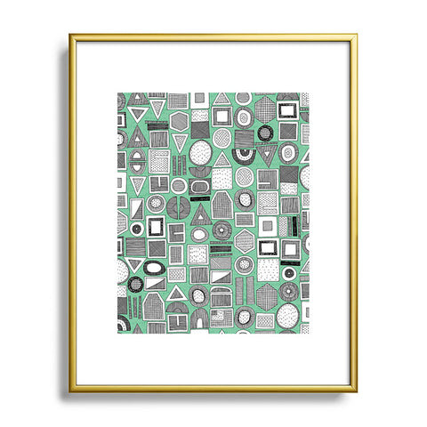 Sharon Turner frisson memphis bw green Metal Framed Art Print