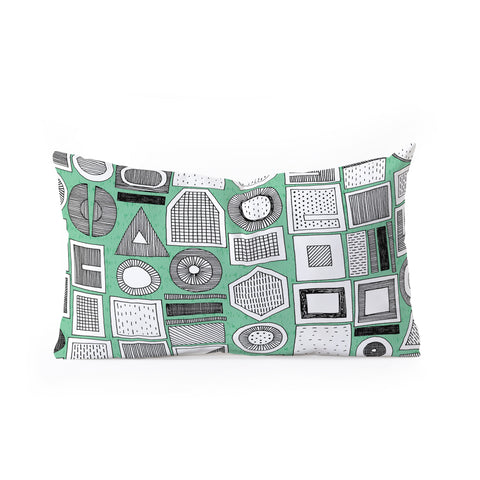 Sharon Turner frisson memphis bw green Oblong Throw Pillow