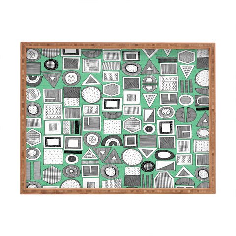 Sharon Turner frisson memphis bw green Rectangular Tray