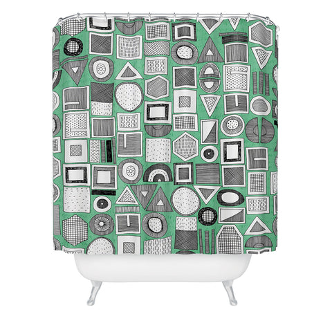 Sharon Turner frisson memphis bw green Shower Curtain