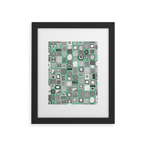Sharon Turner frisson memphis bw green Framed Art Print