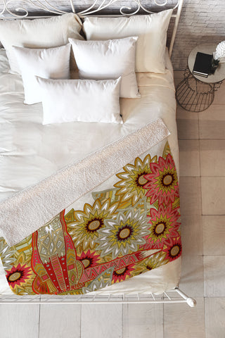 Sharon Turner Garden Fox Fleece Throw Blanket