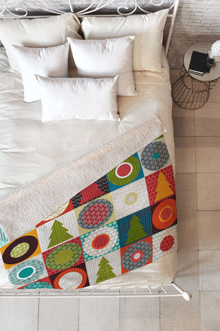 Sharon Turner Geo Christmas Fleece Throw Blanket