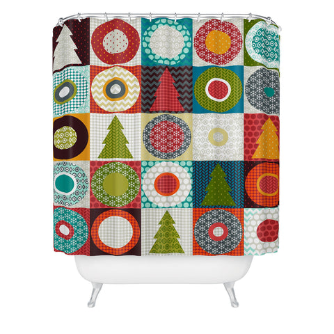 Sharon Turner Geo Christmas Shower Curtain
