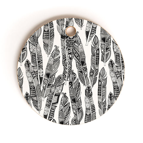Sharon Turner geo feathers Cutting Board Round