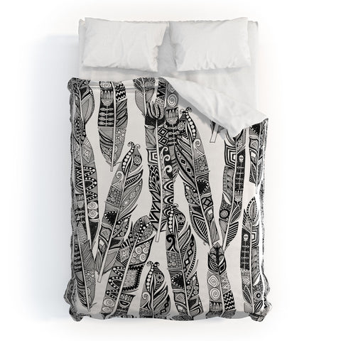 Sharon Turner geo feathers Duvet Cover