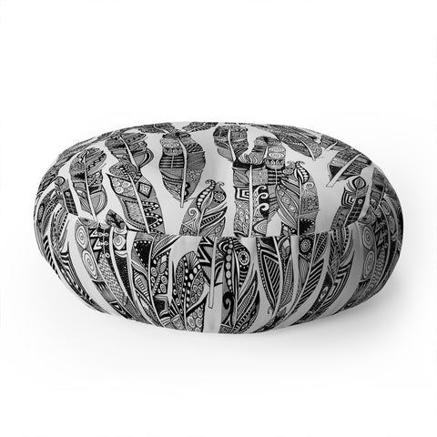 Sharon Turner geo feathers Floor Pillow Round