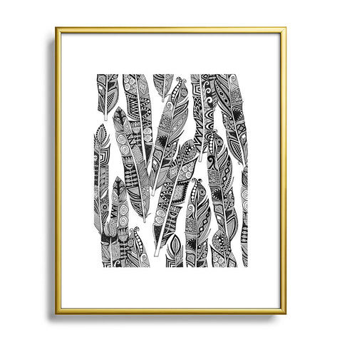 Sharon Turner geo feathers Metal Framed Art Print