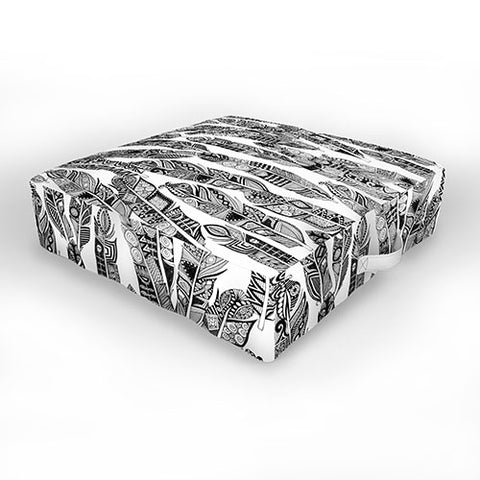 Sharon Turner geo feathers Outdoor Floor Cushion