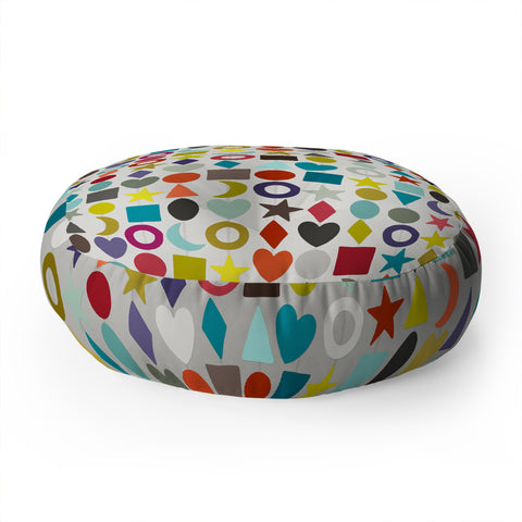 Sharon Turner geo garland Floor Pillow Round