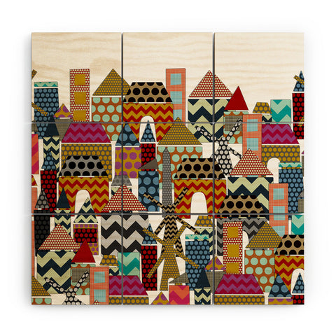Sharon Turner Geo Town Wood Wall Mural