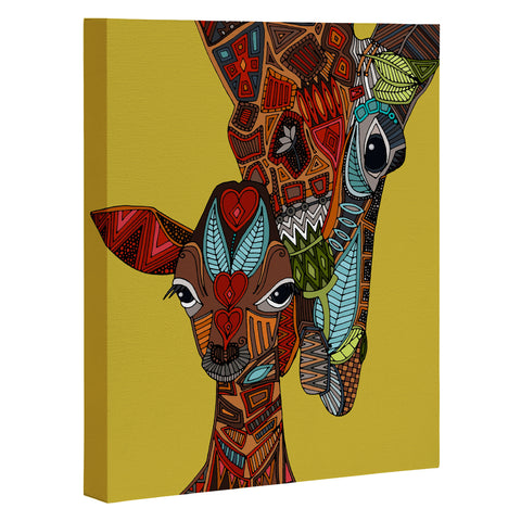 Sharon Turner Giraffe Love Ochre Art Canvas