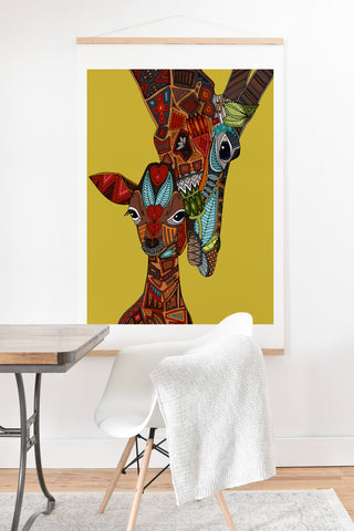Sharon Turner Giraffe Love Ochre Art Print And Hanger
