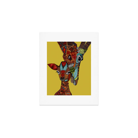 Sharon Turner Giraffe Love Ochre Art Print