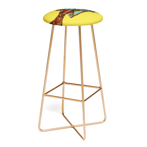 Sharon Turner Giraffe Love Ochre Bar Stool