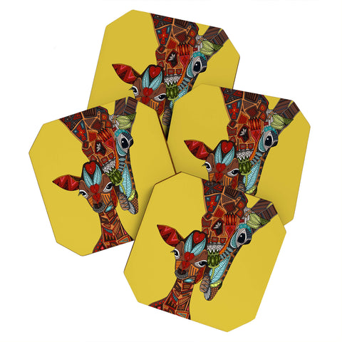 Sharon Turner Giraffe Love Ochre Coaster Set