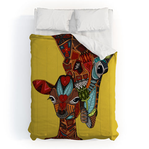 Sharon Turner Giraffe Love Ochre Comforter