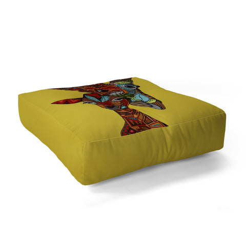 Sharon Turner Giraffe Love Ochre Floor Pillow Square